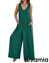 luvamia Jumpsuits for Women Causal Sleeveless Wide Leg Overall Jumpsuit Baggy Loose Onesie Jumpers With Pockets Lounge