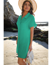 luvamia Womens Beach Cover Up Dress Cotton Button Down Shirt Dresses Casual Ruffle Sleeves Summer Dresses with Pockets