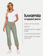 luvamia Capri Jeans for Women High Waisted Slim Straight Stretchy Denim Capris Pants Welt Pockets Casual Cropped Jeans