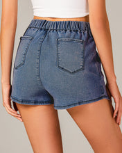 LUVAMIA Denim High Waisted Shorts Skort Stretch Asymmetrical Wrap Skirt