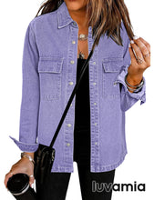 luvamia 2023 Jean Jackets for Women Fashion Oversized Button Down Denim Jacket Western Fall Shacket Jacket with Pockets