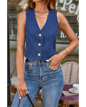 luvamia Jean Vests for Women Crop Denim Top Button Down Waistcoat Vest Tops Fashion Casual Sleeveless Jacket