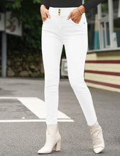 Brilliant White Triple Button Fleece-Lined Skinny Denim Jeans