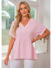 luvamia Blouses for Women Dressy Casual Babydoll Flowy Tops V Neck Tunic Tops Loose Fit Batwing Sleeves Summer