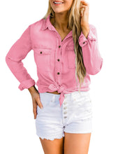 luvamia Denim Shirt Women Chambray Jean Western Shirts Long Sleeve Button Down Tops