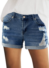 luvamia Women's Casual Mid Rise Denim Shorts Stretch Ripped Raw Hem Jean Shorts