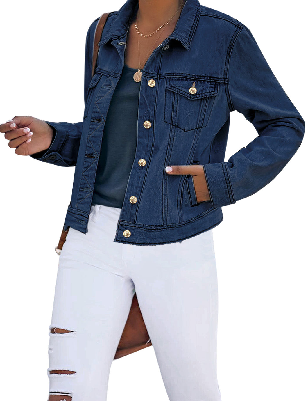 luvamia 2023 Jean Jackets for Women Fashion Oversized Button Down Denim  Jacket Western Fall Shacket Jacket with Pockets at  Women's Coats Shop