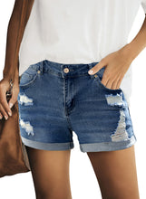 luvamia Women's Casual Mid Rise Denim Shorts Stretch Ripped Raw Hem Jean Shorts