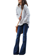 luvamia Women's Ripped Flare Bell Bottom Jeans Pants Retro Wide Leg Denim Pants