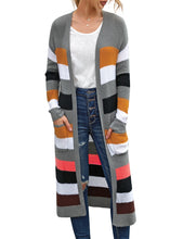 luvamia Women Colorblock Striped Long Cardigans Casual Lightweight Sweater Cardigan Outwear