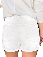 luvamia Women's Ripped Denim Jean Shorts High Waisted Stretchy Folded Hem Short Jeans