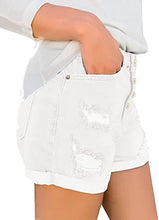 luvamia Women's Ripped Denim Jean Shorts High Waisted Stretchy Folded Hem Short Jeans