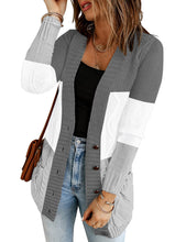 luvamia Womens Long Sleeve Open Front Buttons Cable Knit Pocket Sweater Cardigan