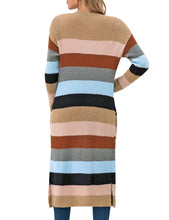 luvamia Women Colorblock Striped Long Cardigans Casual Lightweight Sweater Cardigan Outwear