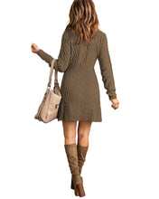 luvamia Sweater Dress for Women Cable Knit Ribbed A-Line Short Fitted Pullover Sweaters Dresses Fall Winter