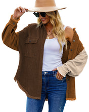 luvamia Womens Shacket Jacket Oversized Corduroy Button Down Shirt Long Sleeve Tops