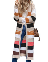 luvamia Women Colorblock Striped Long Cardigans Casual Lightweight Sweater Cardigan Outwear