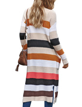luvamia Women Colorblock Striped Long Cardigans Casual Lightweight Sweater Cardigan Outwear
