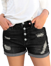 luvamia Women's Ripped Denim Jean Shorts High Waisted Stretchy Folded Hem Short Jeans