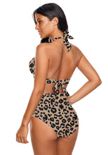 luvamia Women's Halter Self Tie Ruched High Waist Two Piece Bikini Set Swimsuits