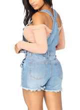 luvamia Women's Ripped Short Overalls Adjustable Denim Bib Overall Shorts Romper