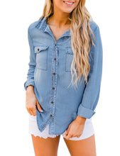 luvamia Denim Shirt Women Chambray Jean Western Shirts Long Sleeve Button Down Tops