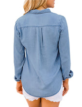 luvamia Denim Shirt Women Chambray Jean Western Shirts Long Sleeve Button Down Tops