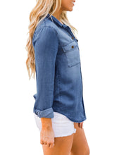 luvamia Denim Shirt Women Chambray Jean Western Shirts Long Sleeve Button Down Tops