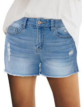 luvamia Women's Casual Denim Shorts Frayed Raw Hem Ripped Jeans Shorts