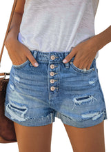 luvamia Women Casual Stretchy Denim Shorts High Waisted Ripped Button Jeans Shorts