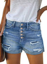 luvamia Women Casual Stretchy Denim Shorts High Waisted Ripped Button Jeans Shorts