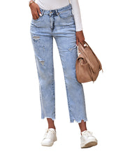 luvamia High Waisted Boyfriend Jeans for Women Ripped Distressed Jeans Slim Straight Leg Denim Pants