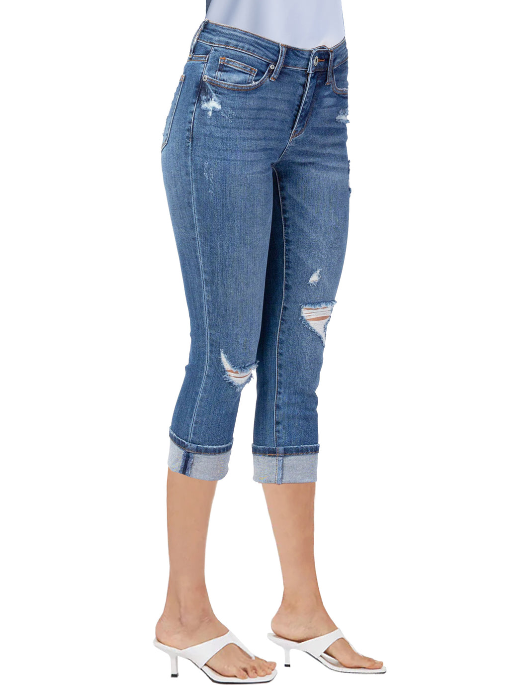 luvamia Womens Capri Jeans for Women High Waisted Skinny Ripped