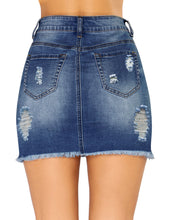 luvamia Women's Casual Mid Waisted Washed Frayed Pockets Denim Jean Short Skirt