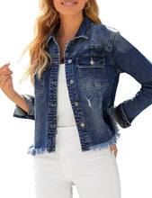 luvamia Women's Basic Button Down Stretch Fitted Long Sleeves Denim Jean Jacket