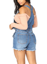 luvamia Women's Ripped Short Overalls Adjustable Denim Bib Overall Shorts Romper