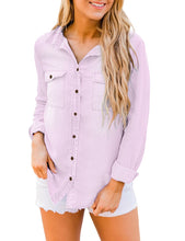 luvamia Denim Shirt Women Chambray Jean Western Shirts Long Sleeve Button Down Tops