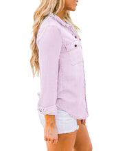 luvamia Denim Shirt Women Chambray Jean Western Shirts Long Sleeve Button Down Tops