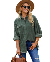 luvamia Womens Shacket Jacket Oversized Corduroy Button Down Shirt Long Sleeve Tops